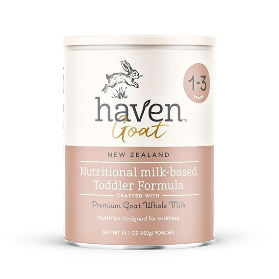 Haven Goat Toddler Formula, Grass-Fed Whole Goat Milk Powder, Suitable for those with probiotics, prebiotics, lutein, and Omega 3 Dha, Easily Digestible Formula, Non-GMO, Made in the USA, 14 oz (appro